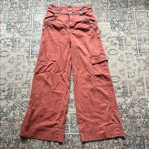 Anthropologie Pilcro Cargo Pants size 28 rust orange red wide leg 6 utility